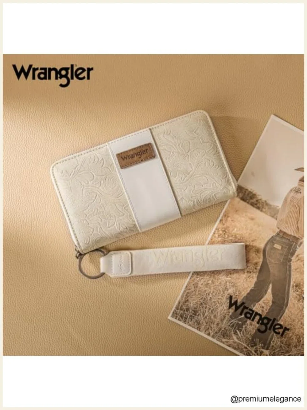 Tooled Floral Faux Leather Zip Around Wristlet Wallet RFID Blocking